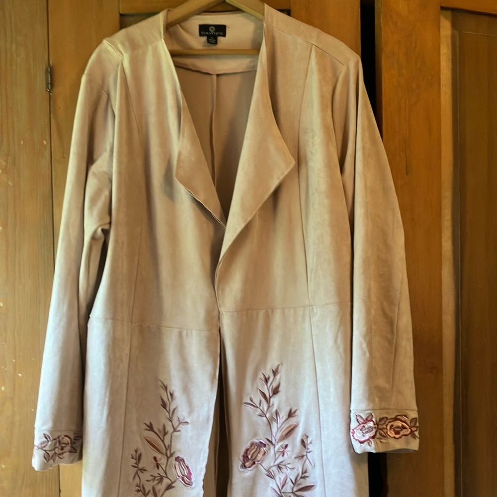 Curations  Pink Trench Coat with embroidery